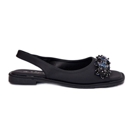 S.Barski Flat women's sandals with crystals S. Barski KV51-079 black