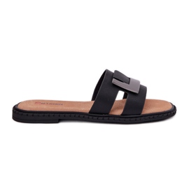 Flat women's flip flops with a decorative detail Artiker 56c1336 black Flat women's flip flops with a decorative detail Artiker 56c1336 black
