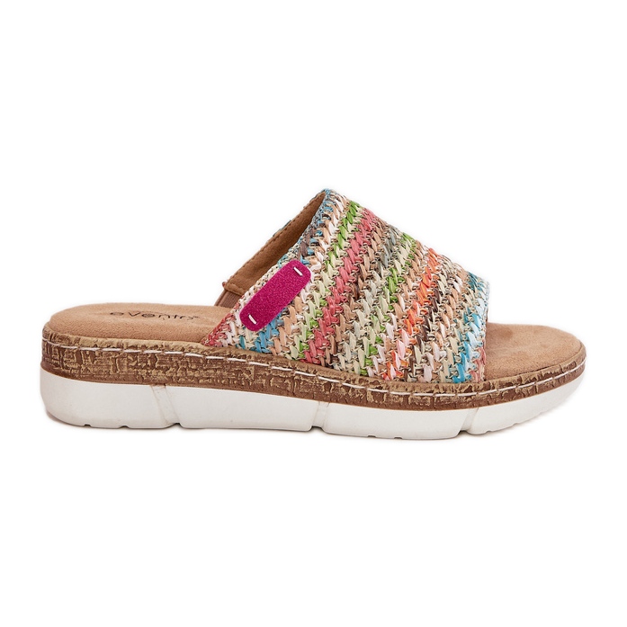 Women's flip flops with a wedge -plated multicolor wedge multicolored