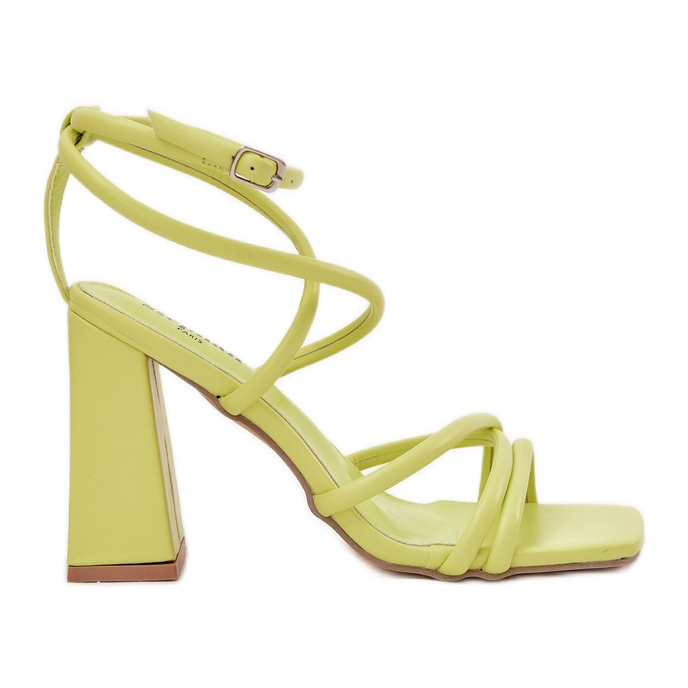 Women's sandals on the post -lime strip green
