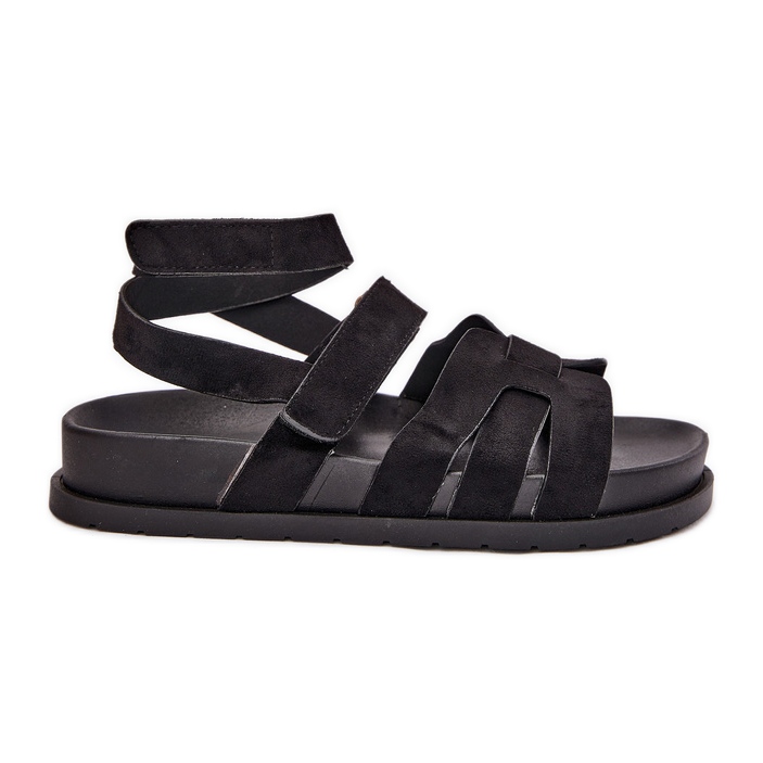 Eco suede women's sandals with Velcro black