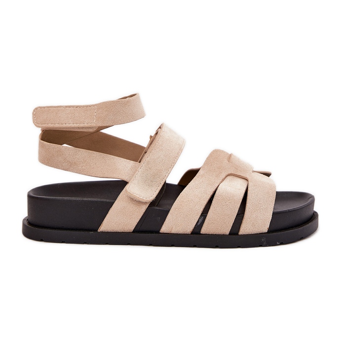 Eco suede women's sandals with Velcro beige Eco suede women's sandals with Velcro beige