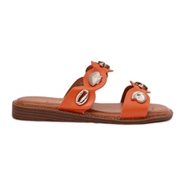 Women's flip flops with golden pins orange