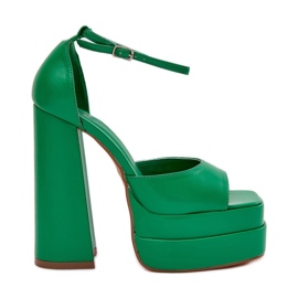 Women's sandals on the post and platform green Women's sandals on the post and platform green