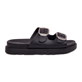 Women's flip flops with clamps on the platform black Women's flip flops with clamps on the platform black