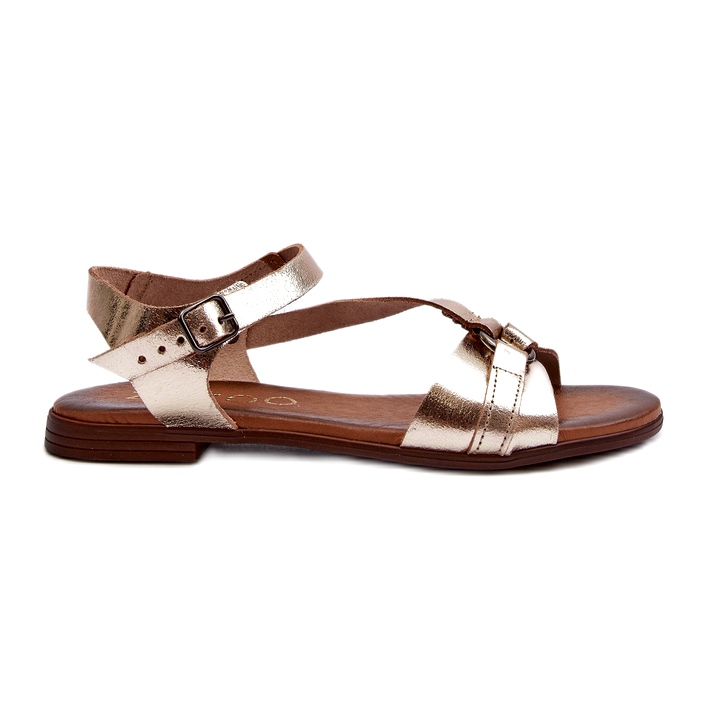 Zazoo 40182 Leather Women's Sandals Złote golden