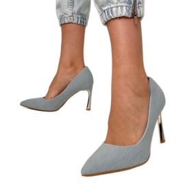 Classic jeans pumps on a golden pin blue