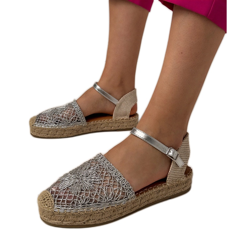 Silver openwork espadrilles sandals Silver openwork espadrilles sandals