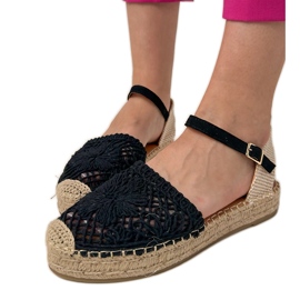 Black Espadrilles Openwork sandals Black Espadrilles Openwork sandals