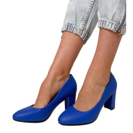 Blue classic pumps on the post