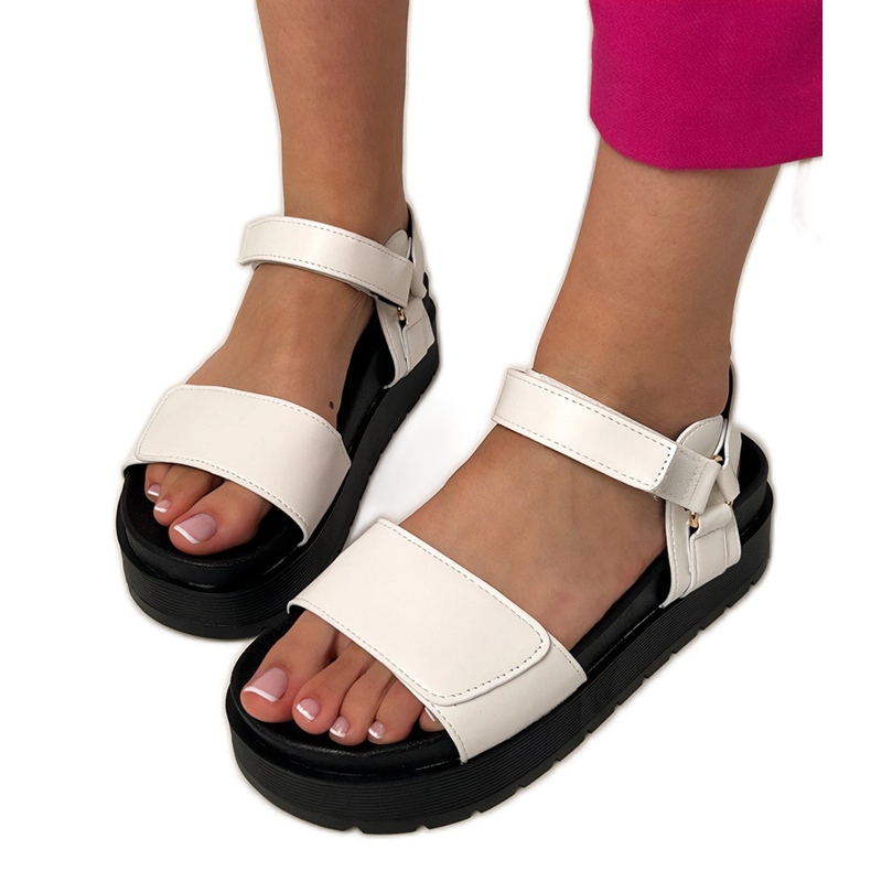 White sandals made of eco -leather on the platform White sandals made of eco -leather on the platform