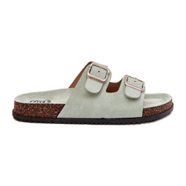 Women's flip flops with mint buckles green