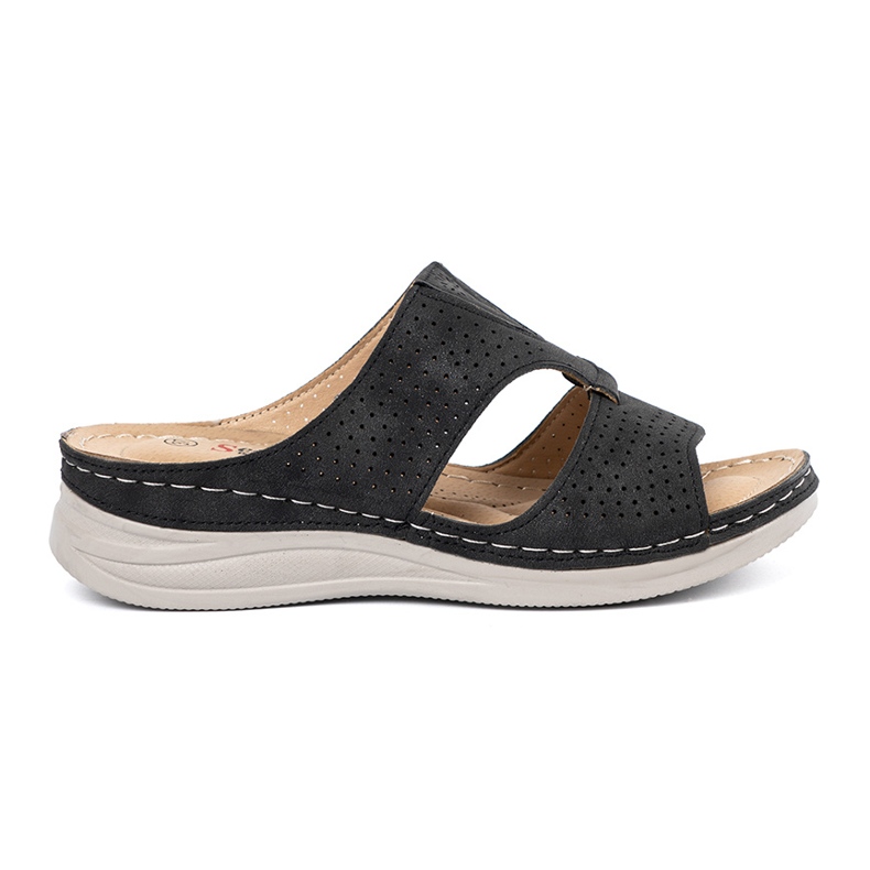 Seastar Black comfortable cut -out flip flops