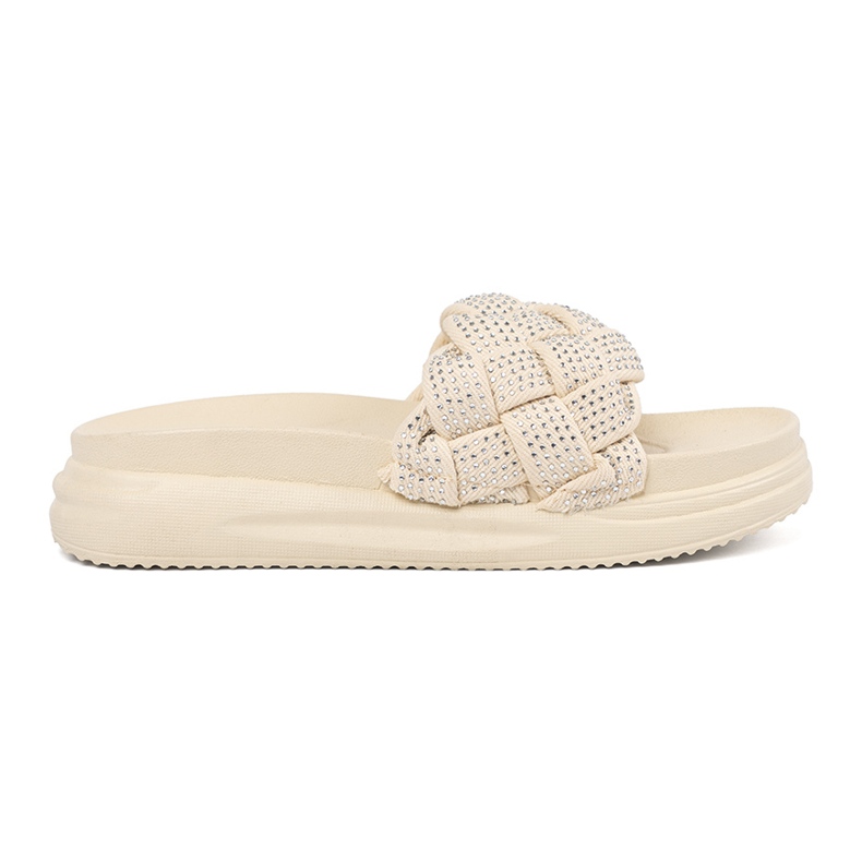 Seastar Light beige flip flops with crystals