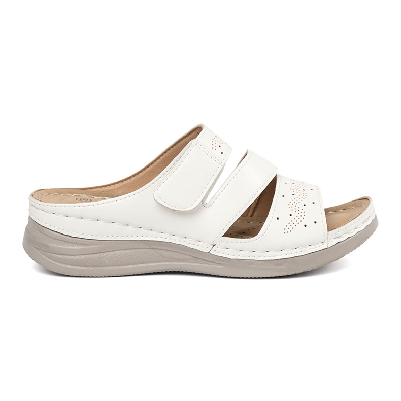 Seastar Light white flip flops on a low wedge