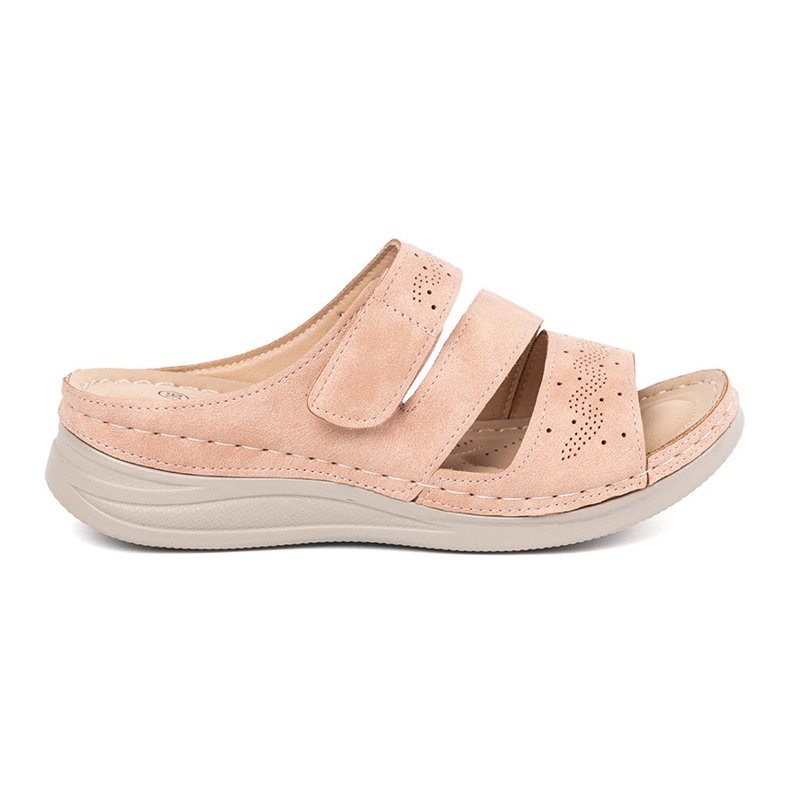 Seastar Light pink flip flops on a low wedge