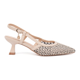 Goodin Light -heel openwork pumps beige