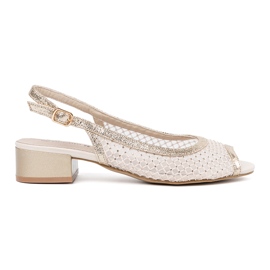 Goodin Gold sandals with a decorative mesh golden
