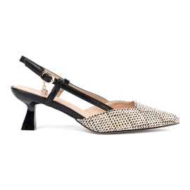 Goodin Black braided low -heeled pumps