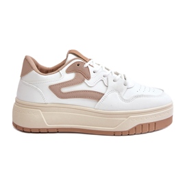 Women's Sneakers Made of Eco Leather on a Platform White and Beige Henizore