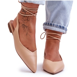 Women's eco-part tied nude ballerinas beige