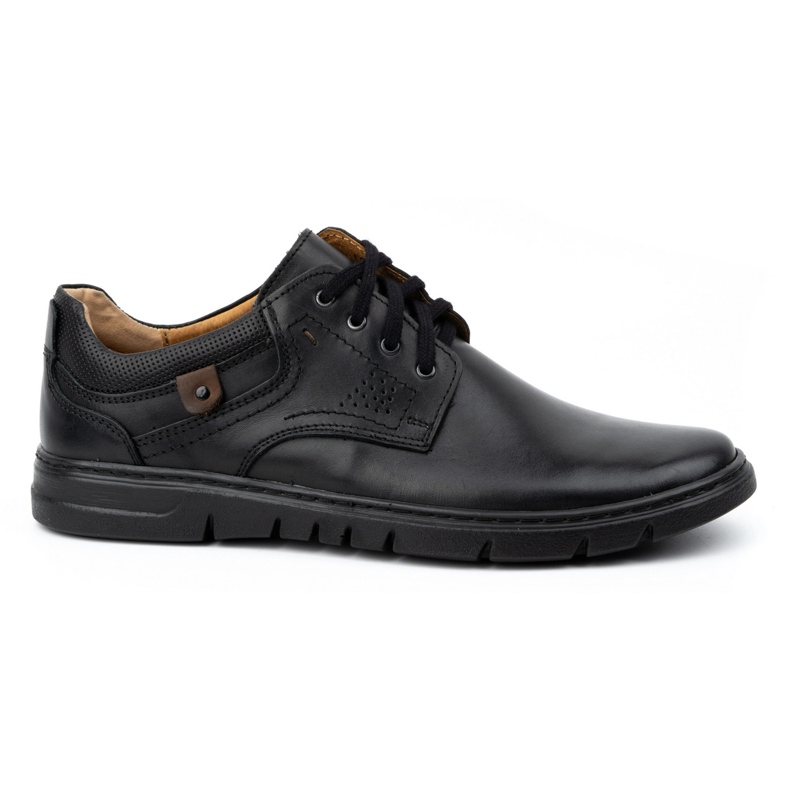 Kampol Men's leather shoes, fog casual 57kam black