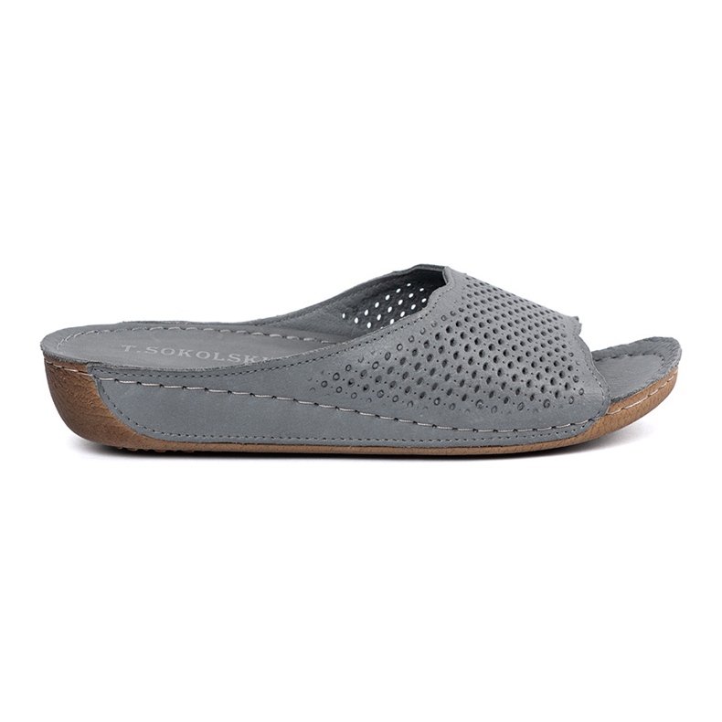 T.Sokolski Leather gray flip flops grey