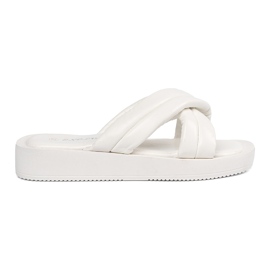 White women's platform flip-flops