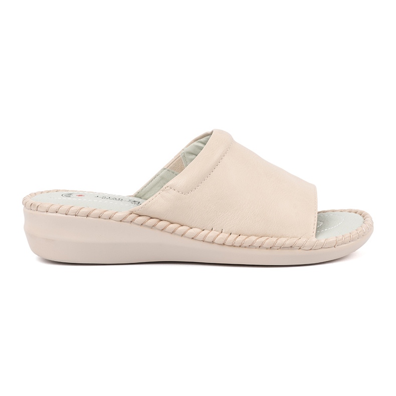 J. Star Light -beige leather insert flip -flops