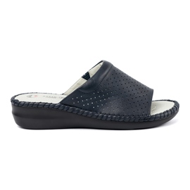 J. Star Flip flops with a leather insert navy blue