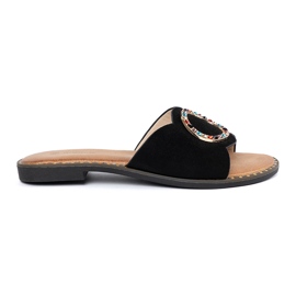 Goodin Black women's slippers with a buckle in the rhinestones Goodin Black women's slippers with a buckle in the rhinestones
