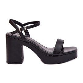 Eco leather sandals on the pillar black Eco leather sandals on the pillar black
