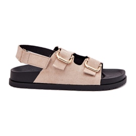 Women's sandals with light beggars clamps beige