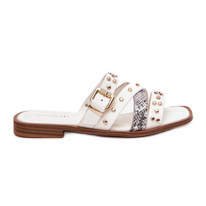 Decorated women's flat -heeled women's flip flops with stripes and white clamp