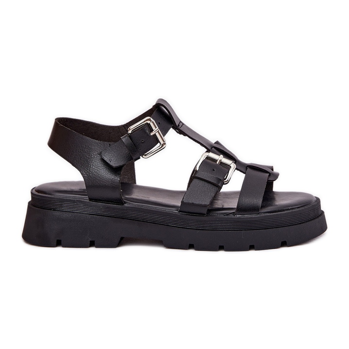 Women's Eco Leather sandals with black buckles