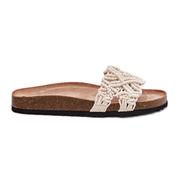 Women's flip flops on the cork platform beige