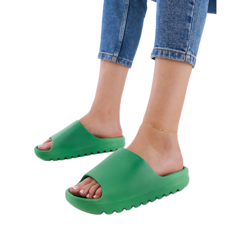 Green women's rubber flip flops Green women's rubber flip flops