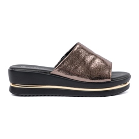 Goodin Metallic women's slippers on the platform brown