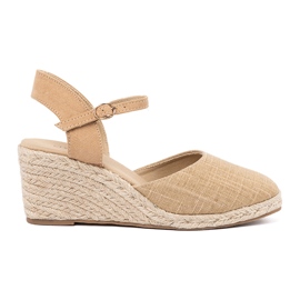 Shelvt Beige sandals espadrilles on wedge Shelvt Beige sandals espadrilles on wedge