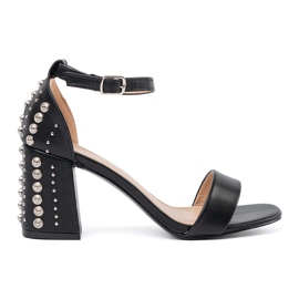 Shelvt Black high heels with studs