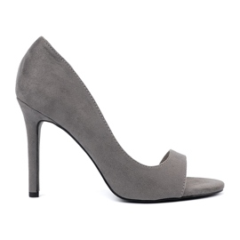 Goodin Gray suede sandals on a high heel grey Goodin Gray suede sandals on a high heel grey