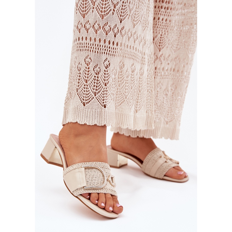 Women's high heels with a decorative detail beige