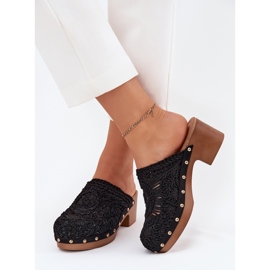 Crochet women's high heels black flip -flops Crochet women's high heels black flip -flops