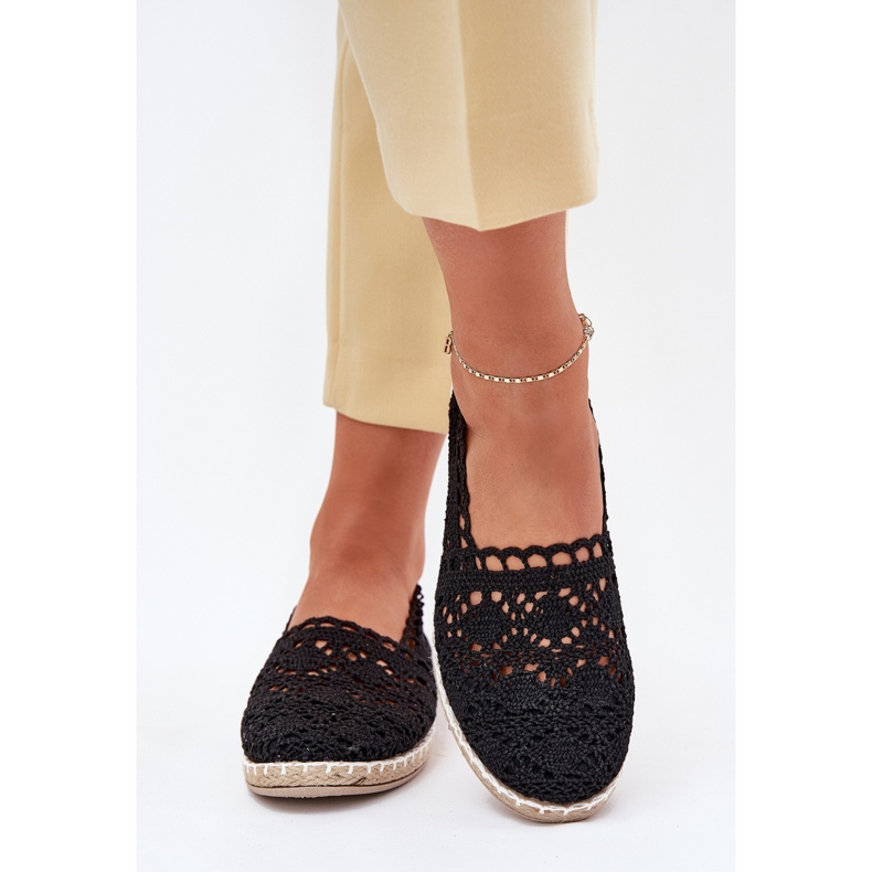 Lace women's lace black espadrilles