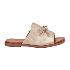 EVento Flat -heeled women's flip flops with a decorative gold binding golden