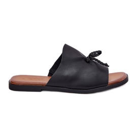 EVento Flat -heeled women's flip flops with a decorative tie black