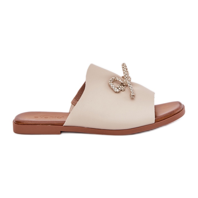 EVento Flat -heeled women's flip flops with decorative beige binding