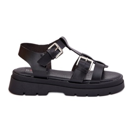 EVento Eco leather women's sandals with black clamps EVento Eco leather women's sandals with black clamps