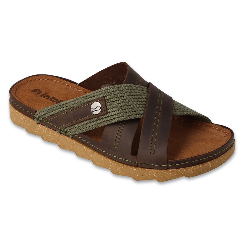Inblu men's slippers 158M023 brown and green Inblu men's slippers 158M023 brown and green