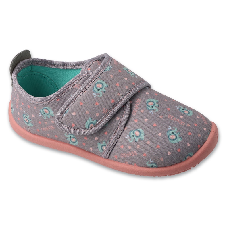 Befado girls slippers 902x057 Velcro with an elephant application grey